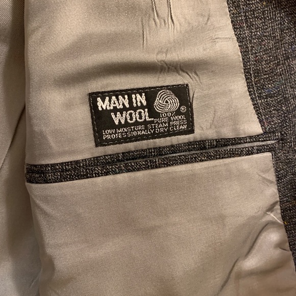 Vtg Bachrach Men’s 42R Blazer Sport Coat Charcoal Gray Windowpane - MAN IN WOOL - Picture 8 of 9